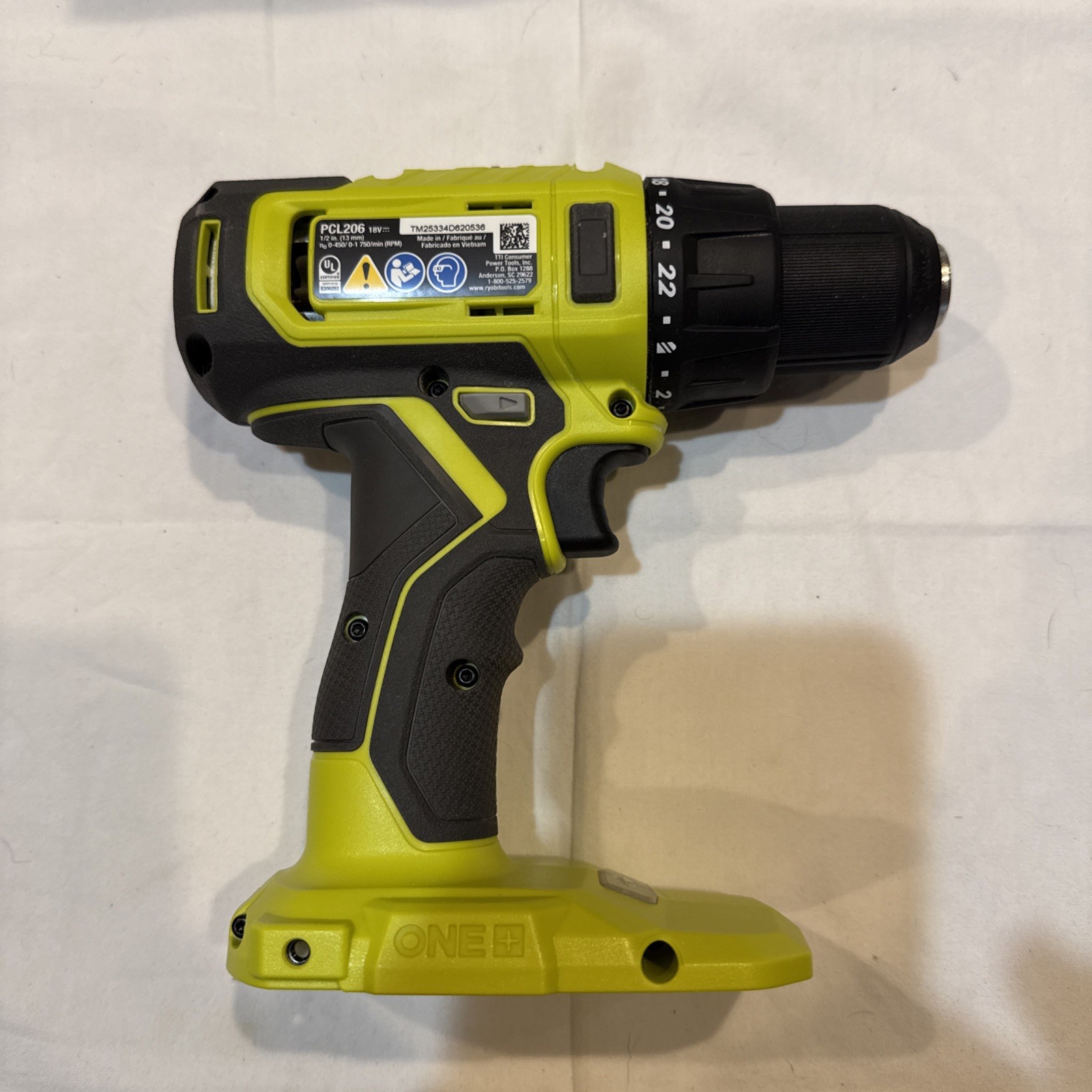 Ryobi ONE+ PCL206 18V Cordless Drill/Driver Keyless Chuck Tool Only
