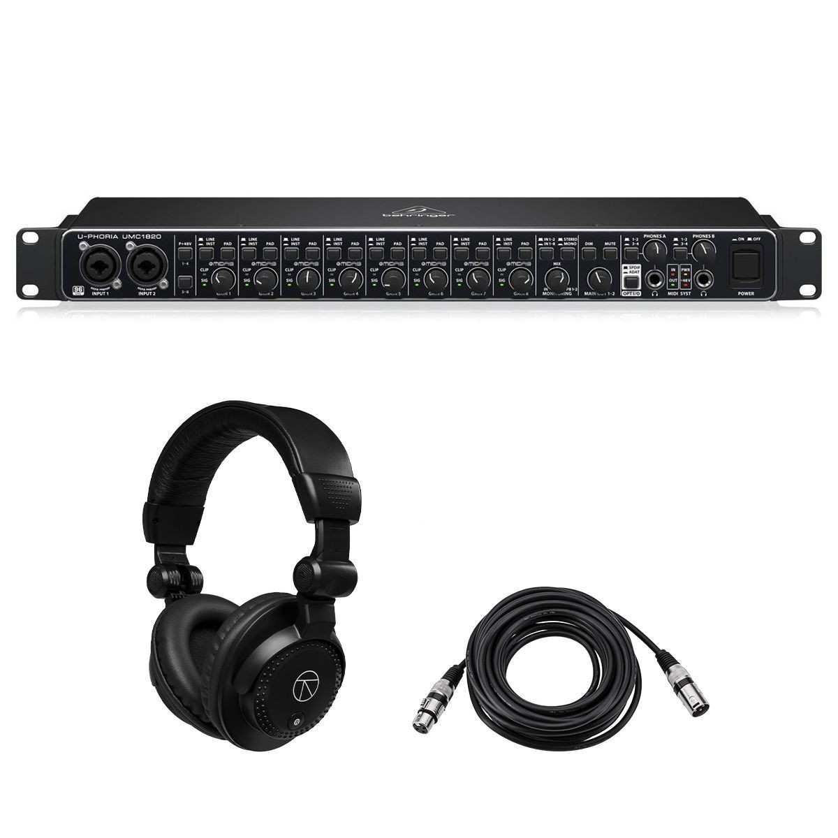 Behringer U-PHORIA UMC1820 Audiophile 18x20 USB 2.0 Audio/MIDI Interface, Bundle
