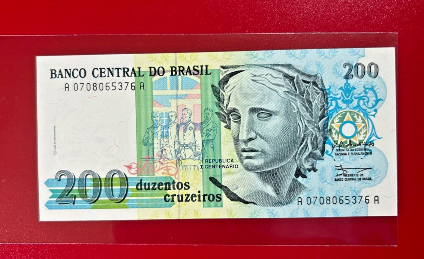 1990-93 BANCO CENTRAL DO BRASIL 200 CRUZEIROS BANKNOTE UNCIRCULATED