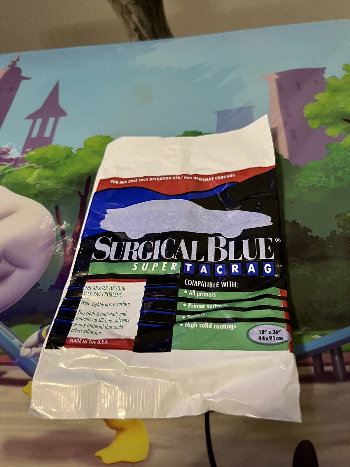 SURGICAL BLUE 18" X 36" SUPER TACRAG TACKCLOTH FOR MANY SURFACES, TACK RAG