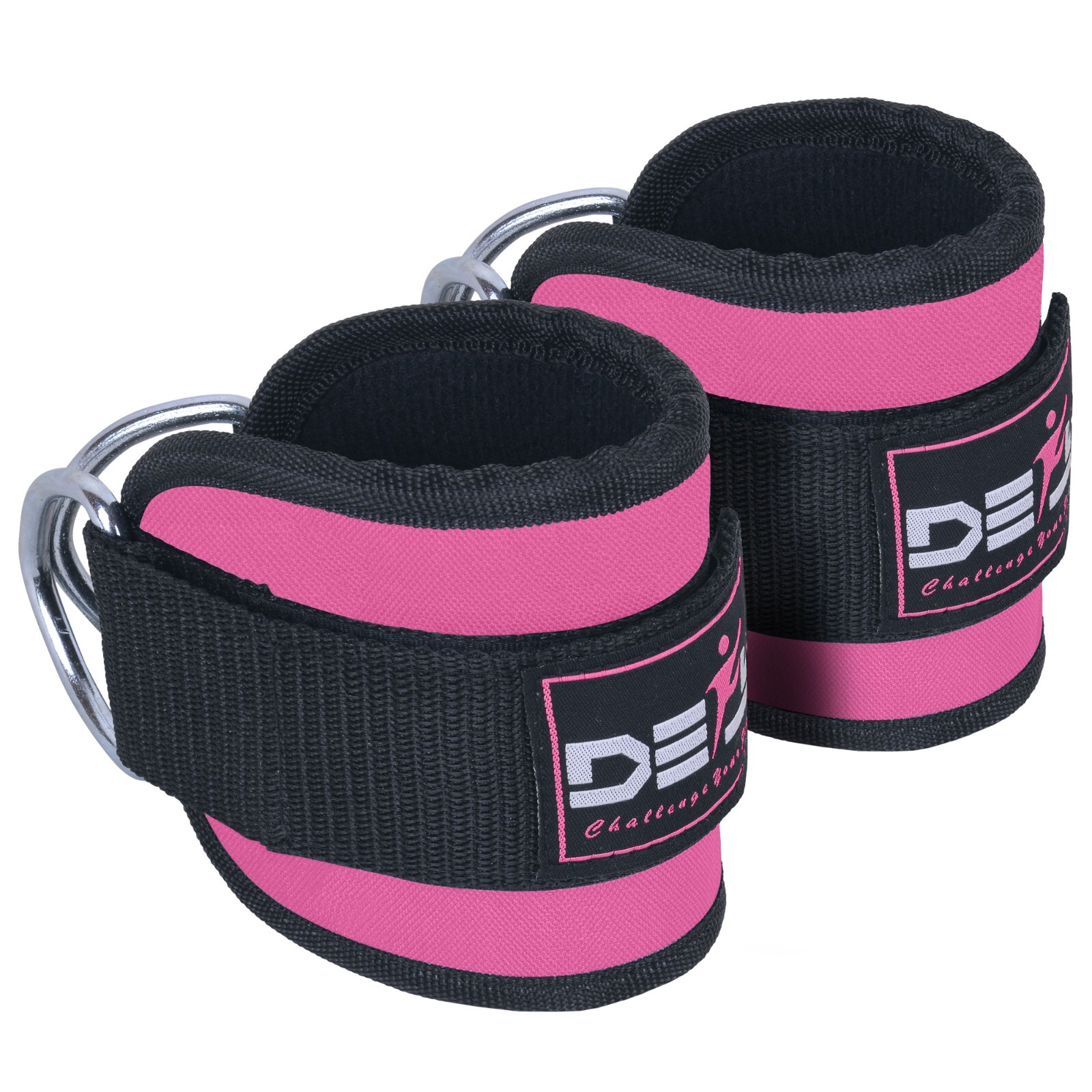ANKLE D RING STRAPS Thigh Leg Pulley Lifting Padded Cable Attachment Gym Pink
