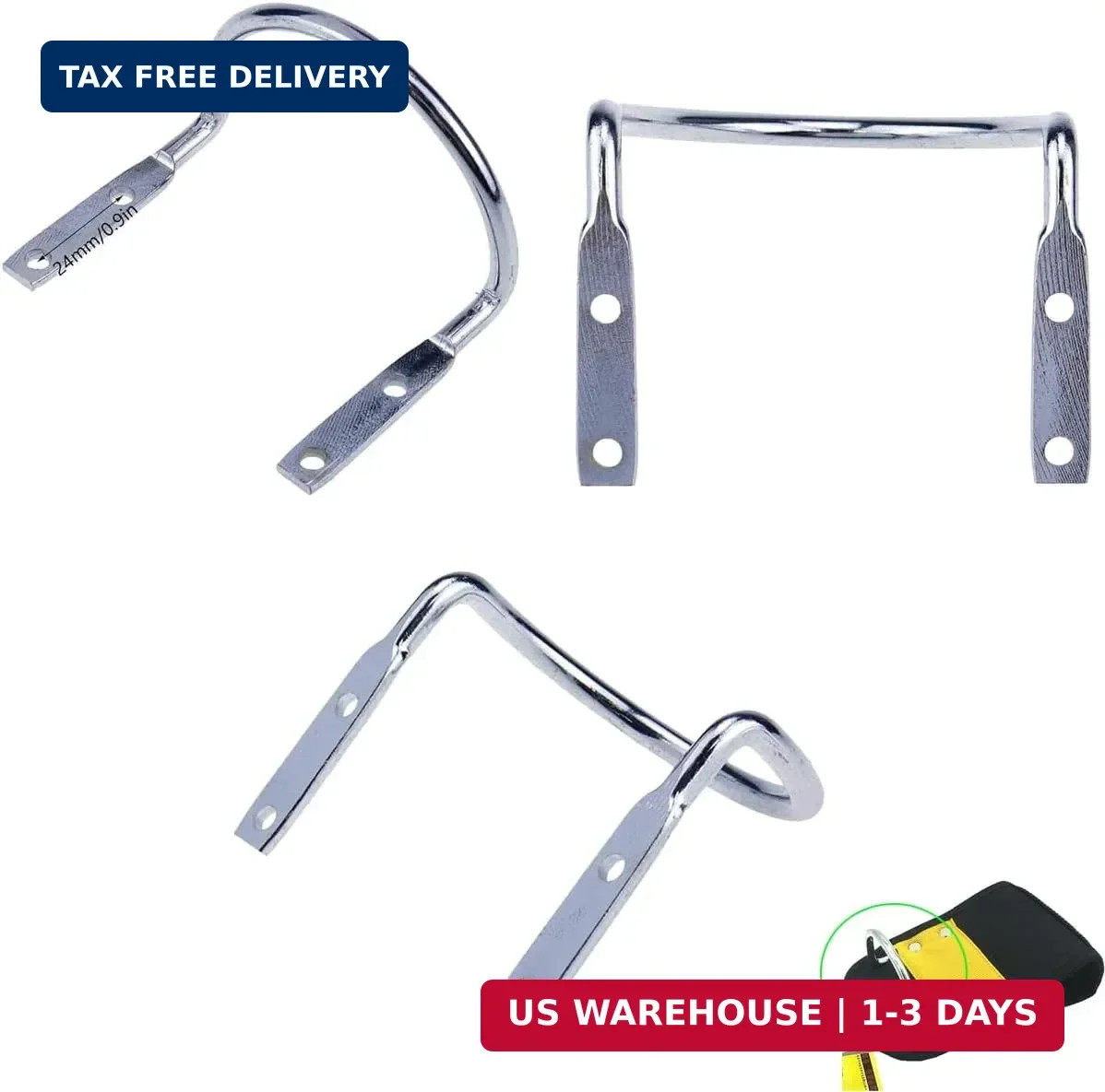 3 Pack Hammer Holder Loop Replacement U Steel Wire Wall Mount Hook for Work Belt