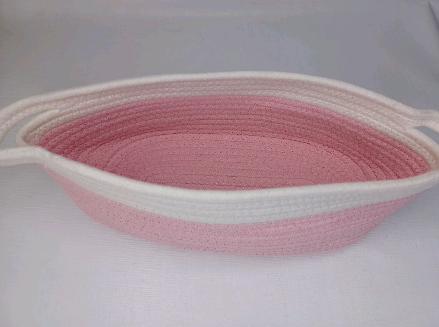 Pink Oval Woven Fabric Gift Basket