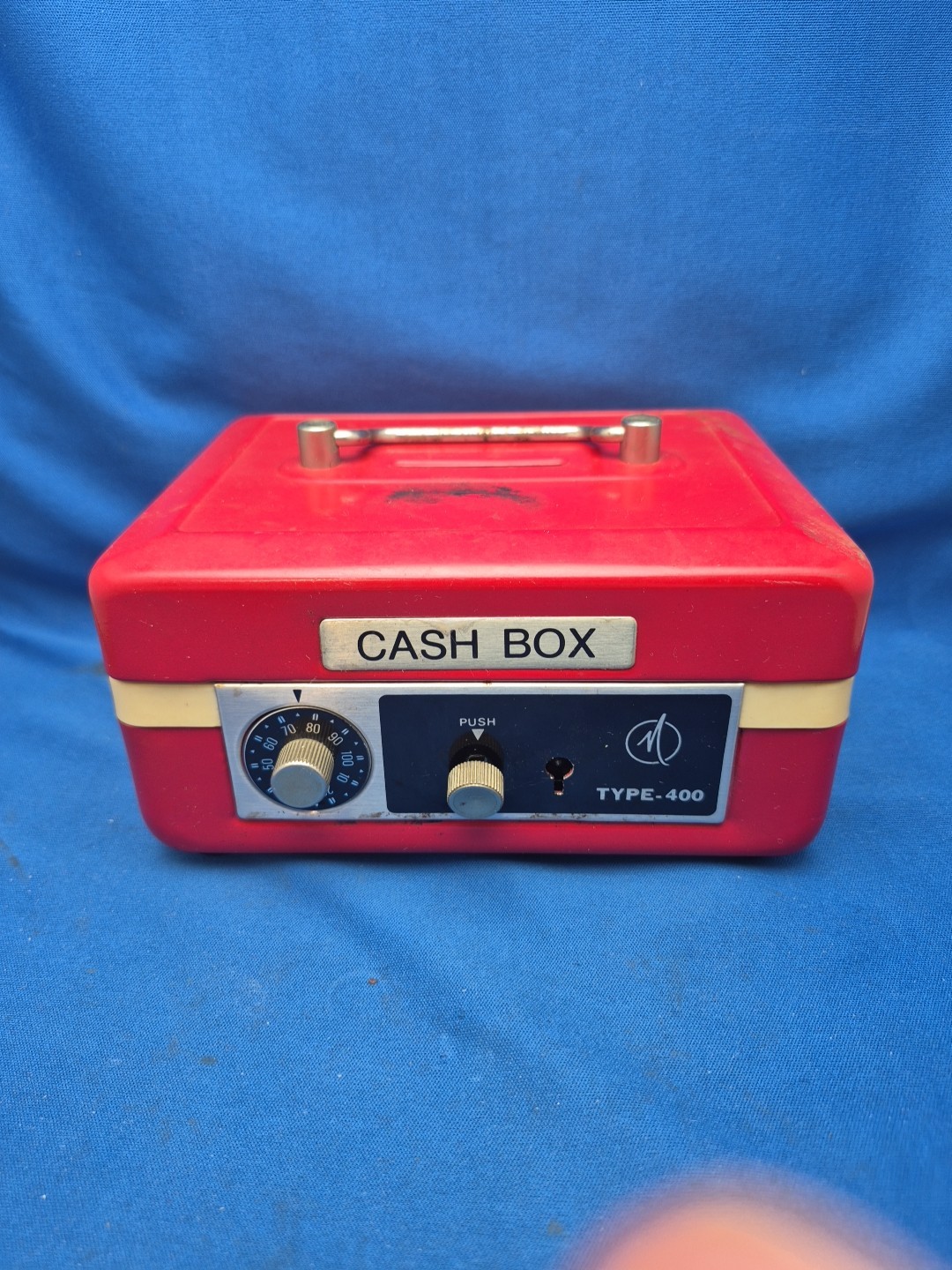 Cash Box Red Metal Locking No Key No Tray