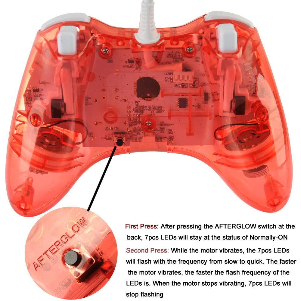 Wired Wireless Xbox 360 Glow Controller GamePad Remote for PC Xbox 360 Console