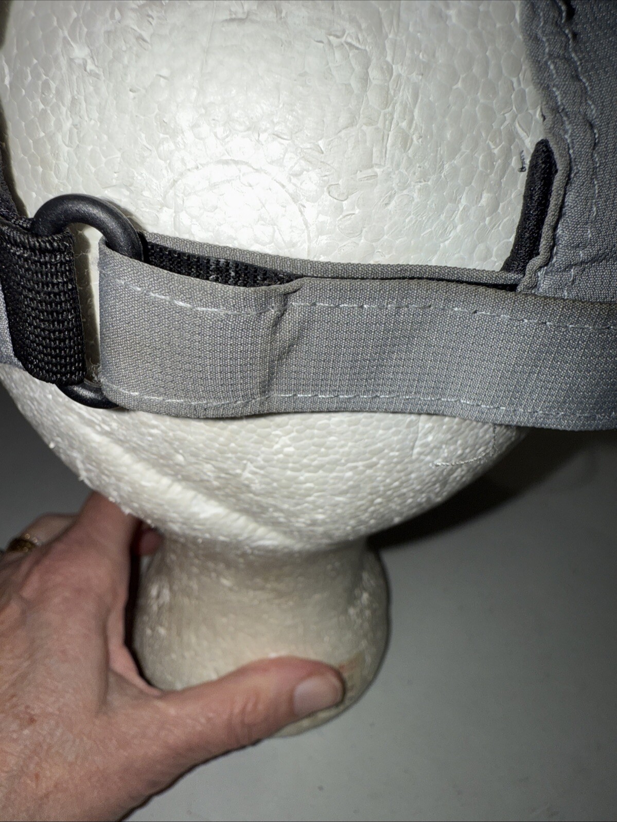 Adidas w Logo in White on Gray Polyester Light Weight Gray Hat Cap Hook Loop EUC