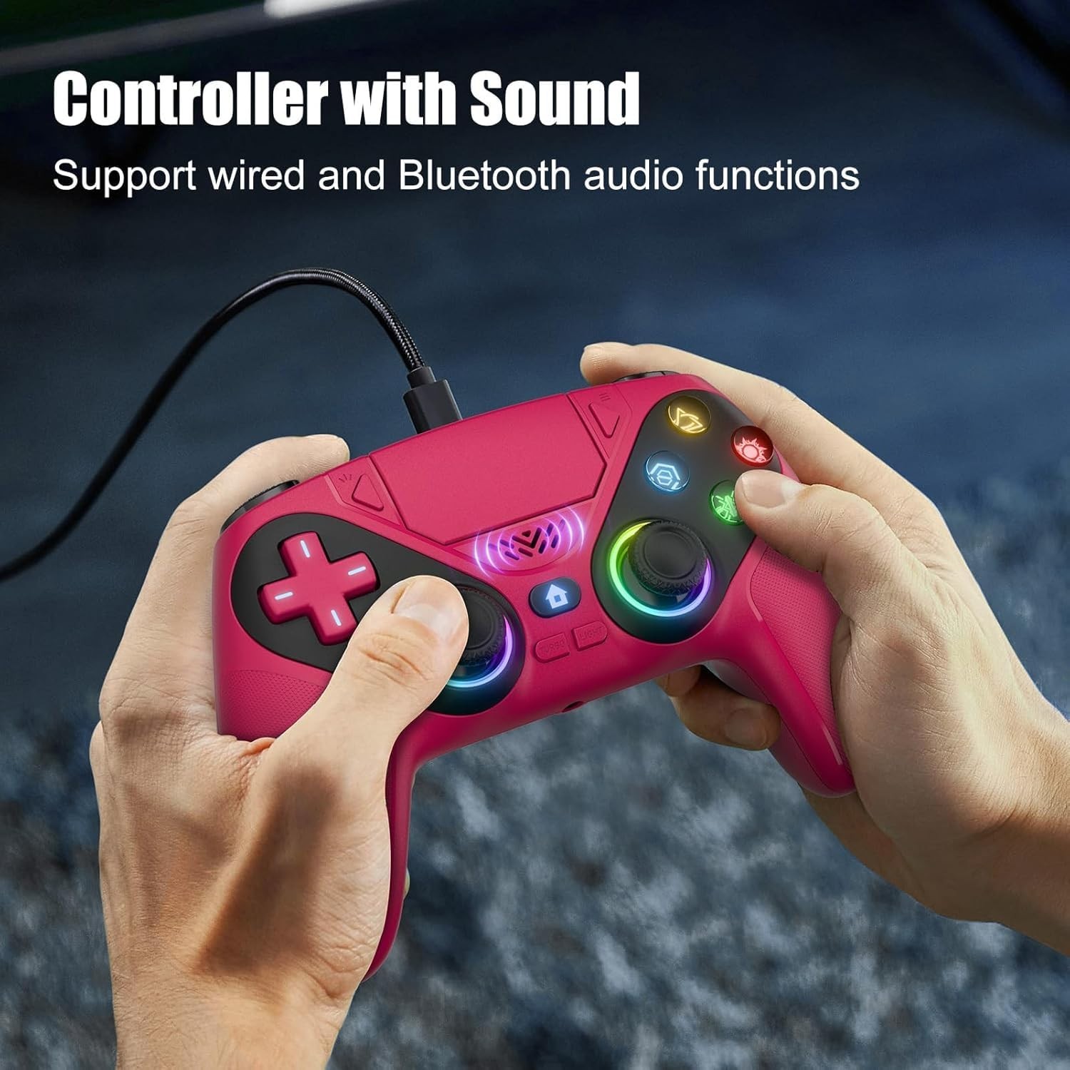 Gamrombo LED Wireless Controller for PS5, Compatible with PS5 Pro/Slim/Pc, Dual