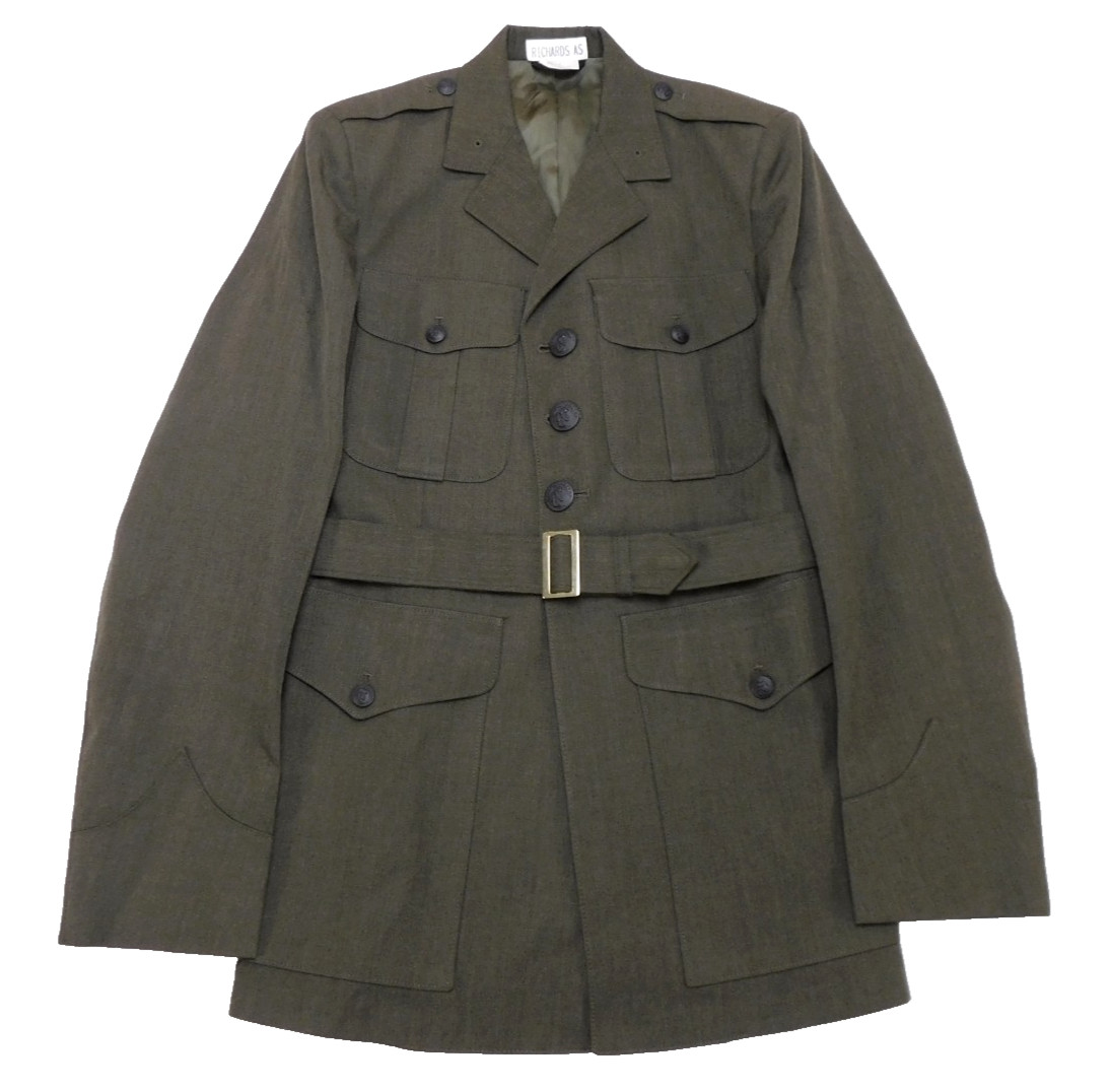 USMC Alpha Dress Coat 40 Long Green P/W 2212 US Marine Gabardine Uniform w/ Belt