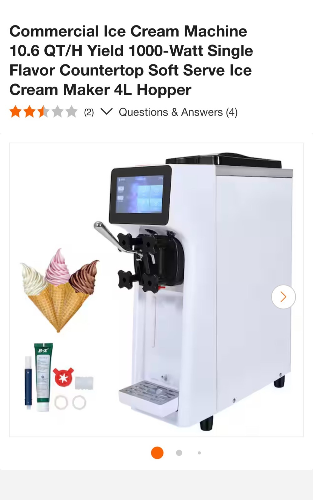 Commercial Ice Cream Machine, 10.6 QT/H Yield, 1000W Single Flavor Countertop