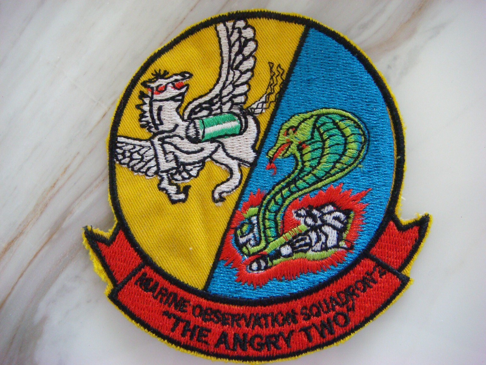 USMC VMO-2 MARINE OBSERVATION SQUADRON 2 "THE ANGRY TWO", VIETNAM WAR PATCH