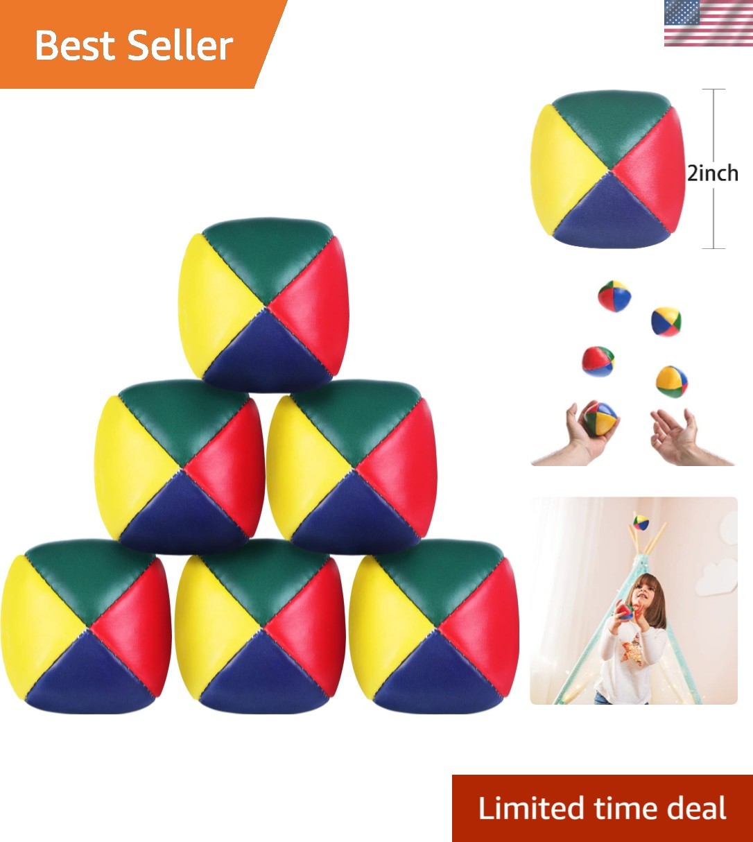 6-Piece Colorful Juggling Balls Set - Soft, Durable, and Perfect for Beginners