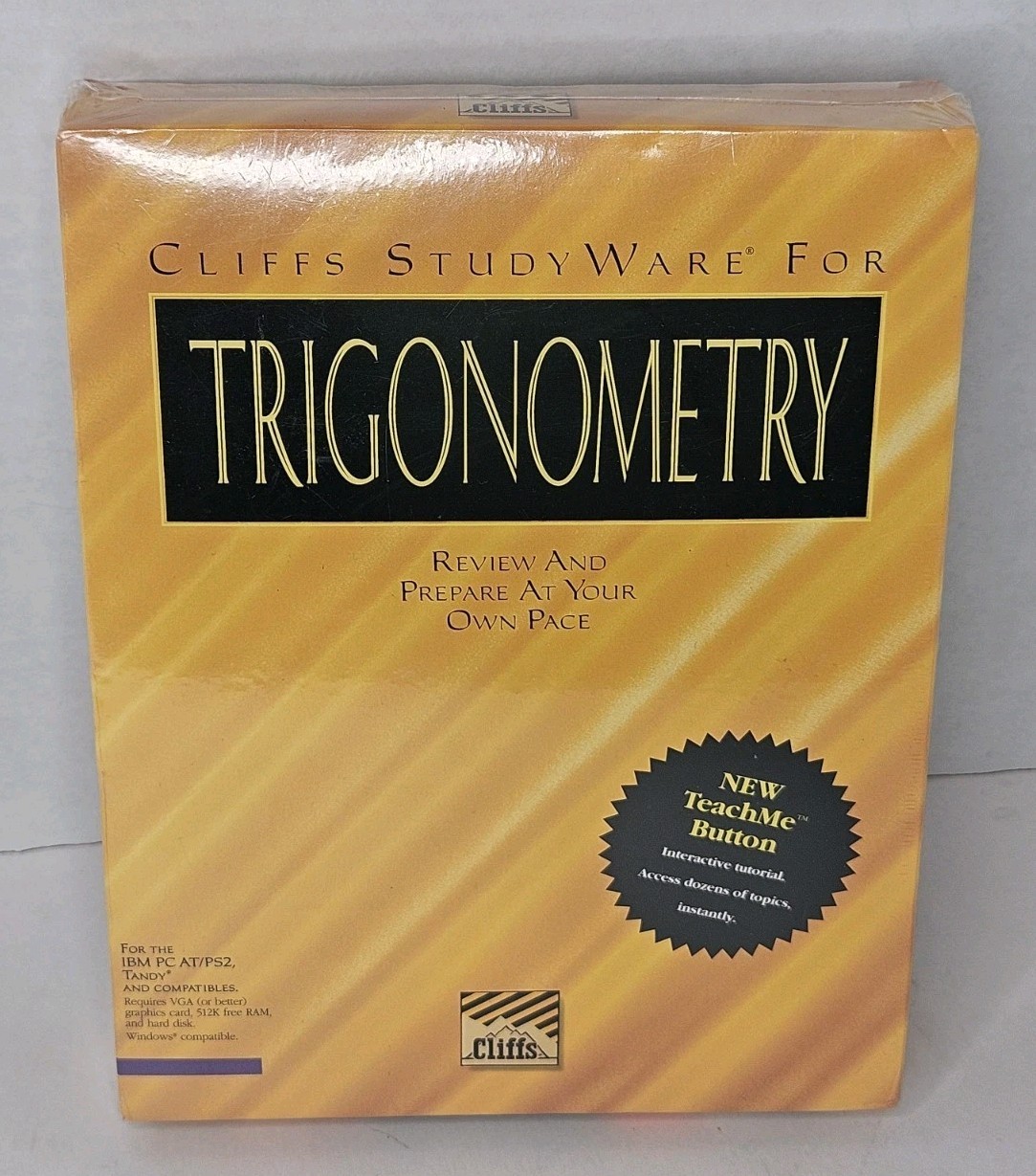 Trigonometry Cliffs Studyware For PC IBM Tandy - 3.5" Floppy - New & Sealed 1994