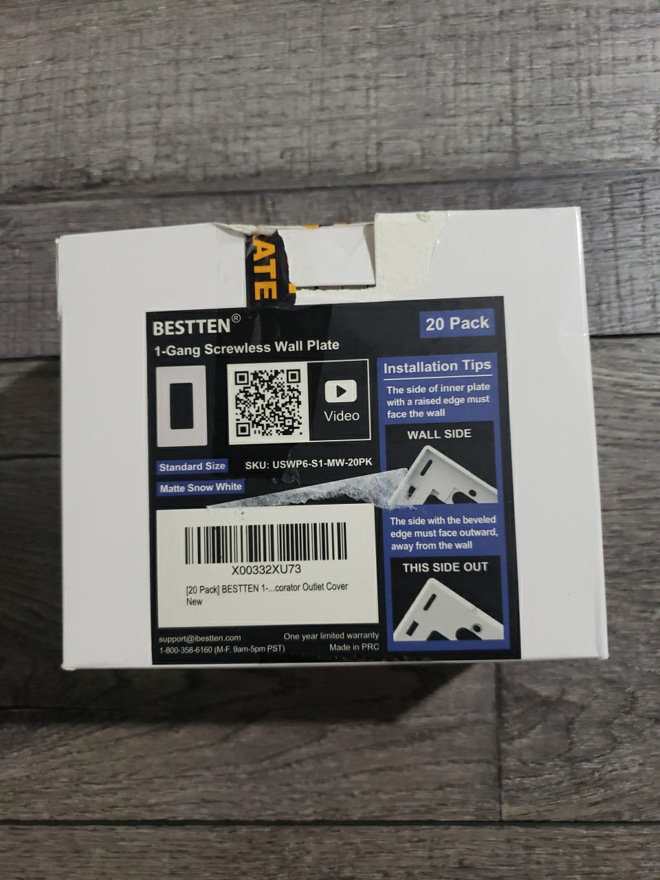 (20 Pack) BESTTEN USWP6 Matte Snow White Series, 1-Gang Screwless Wall Plate,...
