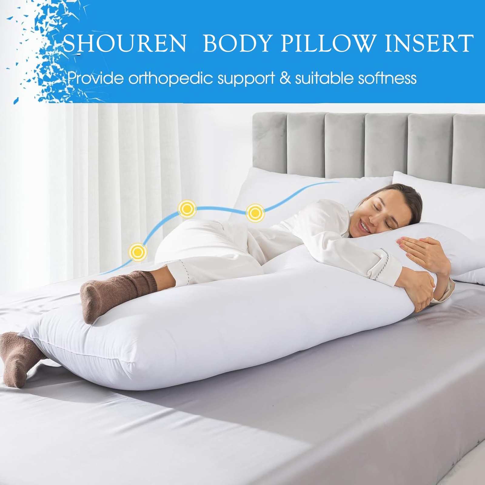 SHOUREN Cotton Body Pillow Insert - Cooling Insert, White