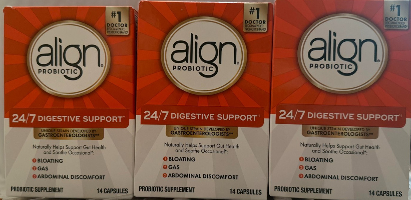 Lot of 3 Align Probiotic 24/7 Digestive Support Probiotic 14Capsules EXP 7/2027