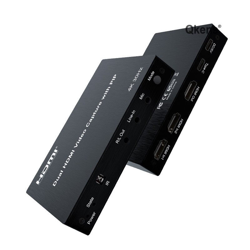 4K Dual HDMI Live Streaming Video Capture Card with PIP Mic in Line in Audio Mix
