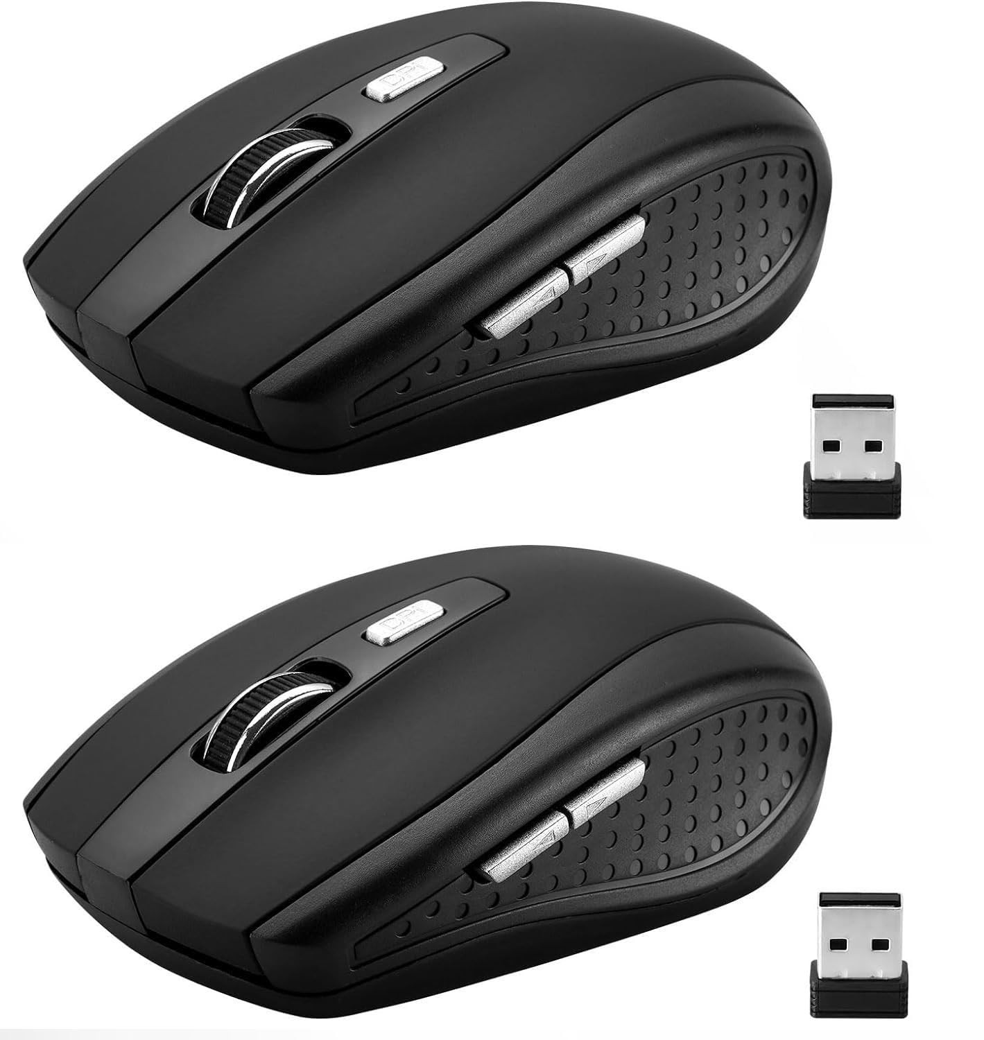 2 Pack Wireless Mouse, 2.4Ghz Wireless Mouse Computer Mouse1200,6 Buttons wit...