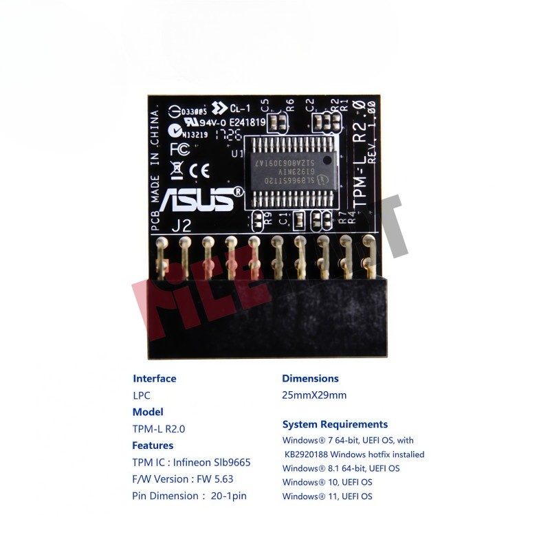 NEW ASUS TPM-L R2.0 TPM Module (20 Pin 20-1) Trusted Platform Free Shipping