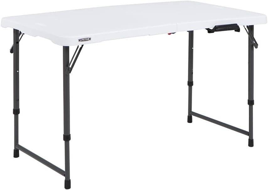 Lightweight 4-Foot Foldable Table with Adjustable Height for Contemporary Living