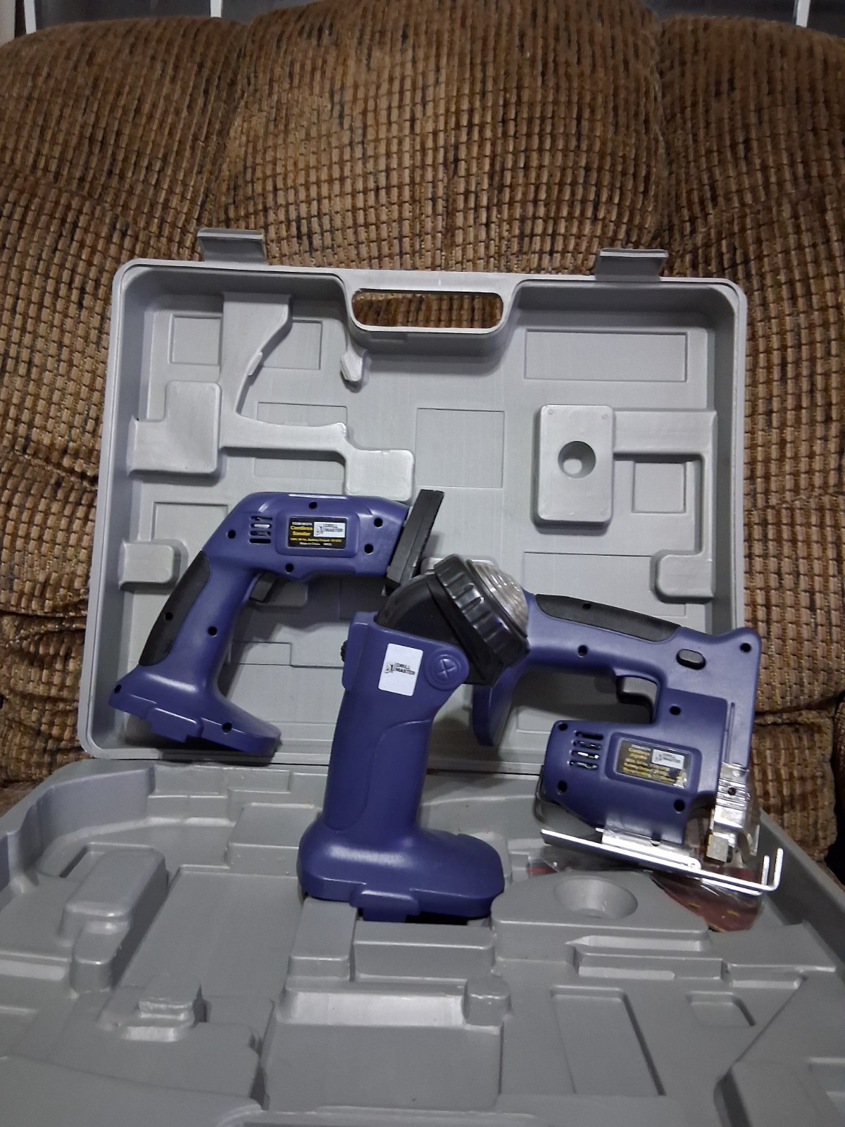Drill Master Cordless Tool Combo W/ Case 18V Jigsaw Sander Flashlight No Battery