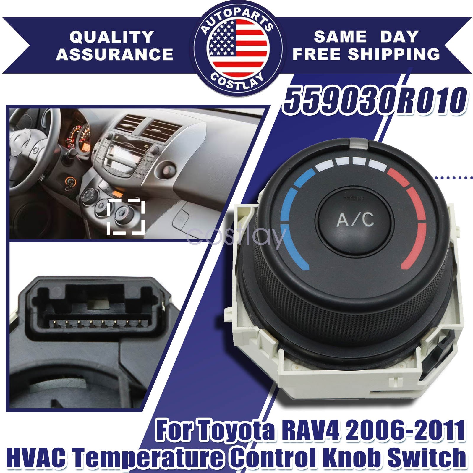 For Toyota RAV4 2006-2011 559030R010 HVAC Temperature Control Knob Switch New