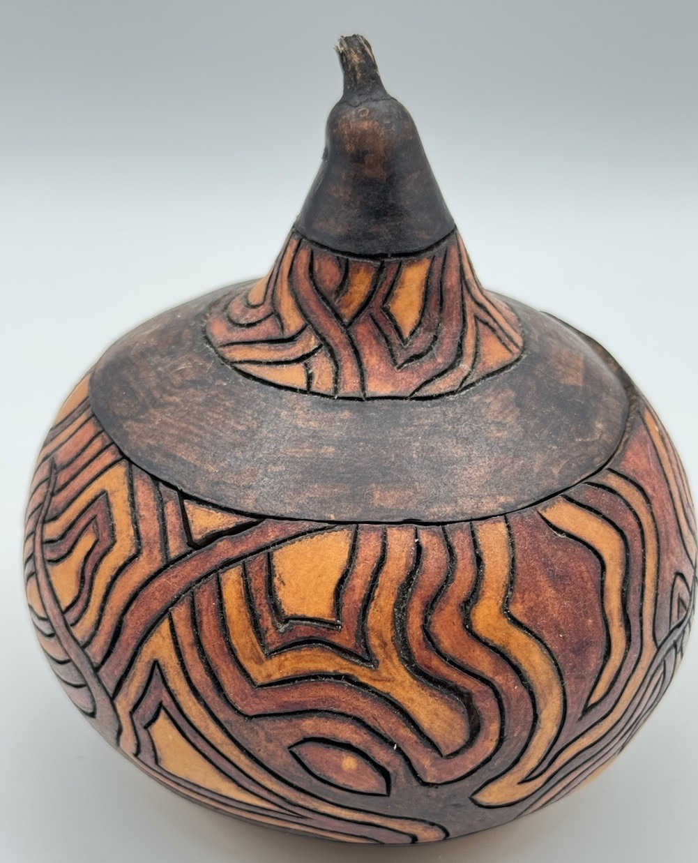 Gourd Art Box Pyrography Handcrafted Trinket Keepsake Art Shelf Sitter