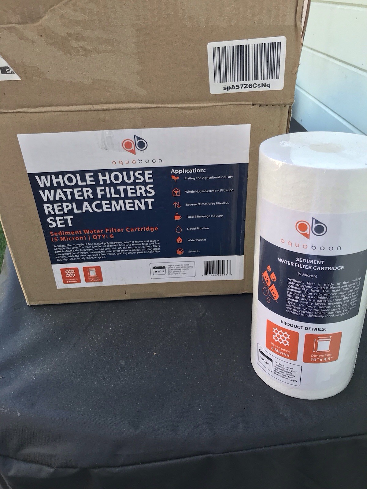 6-PACK of Aquaboon Sediment Water Filter Whole House  5 Micron 10"x4.5"
