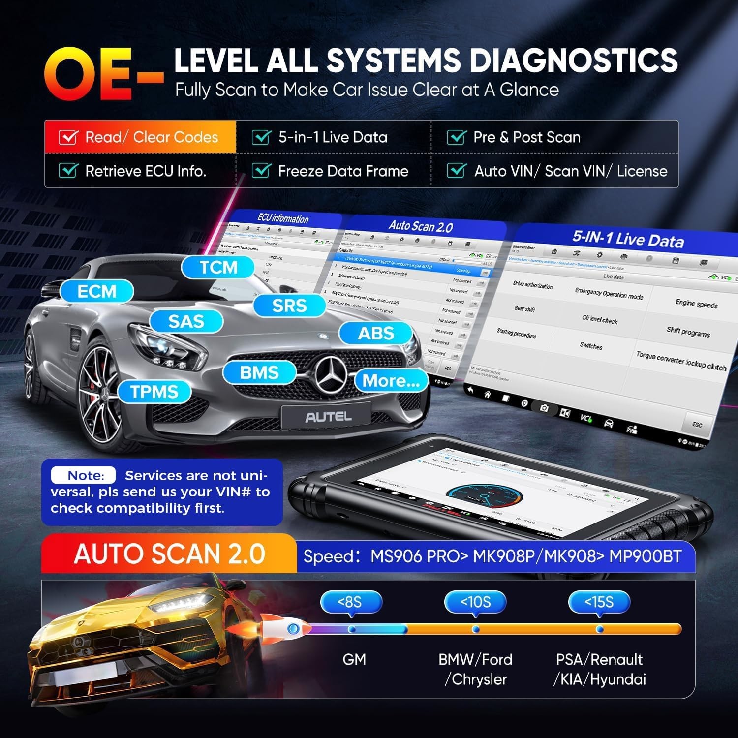 2026 Autel MaxiSYS MS906 Pro ECU Coding Full System Diagnostic Scanner MK906 PRO