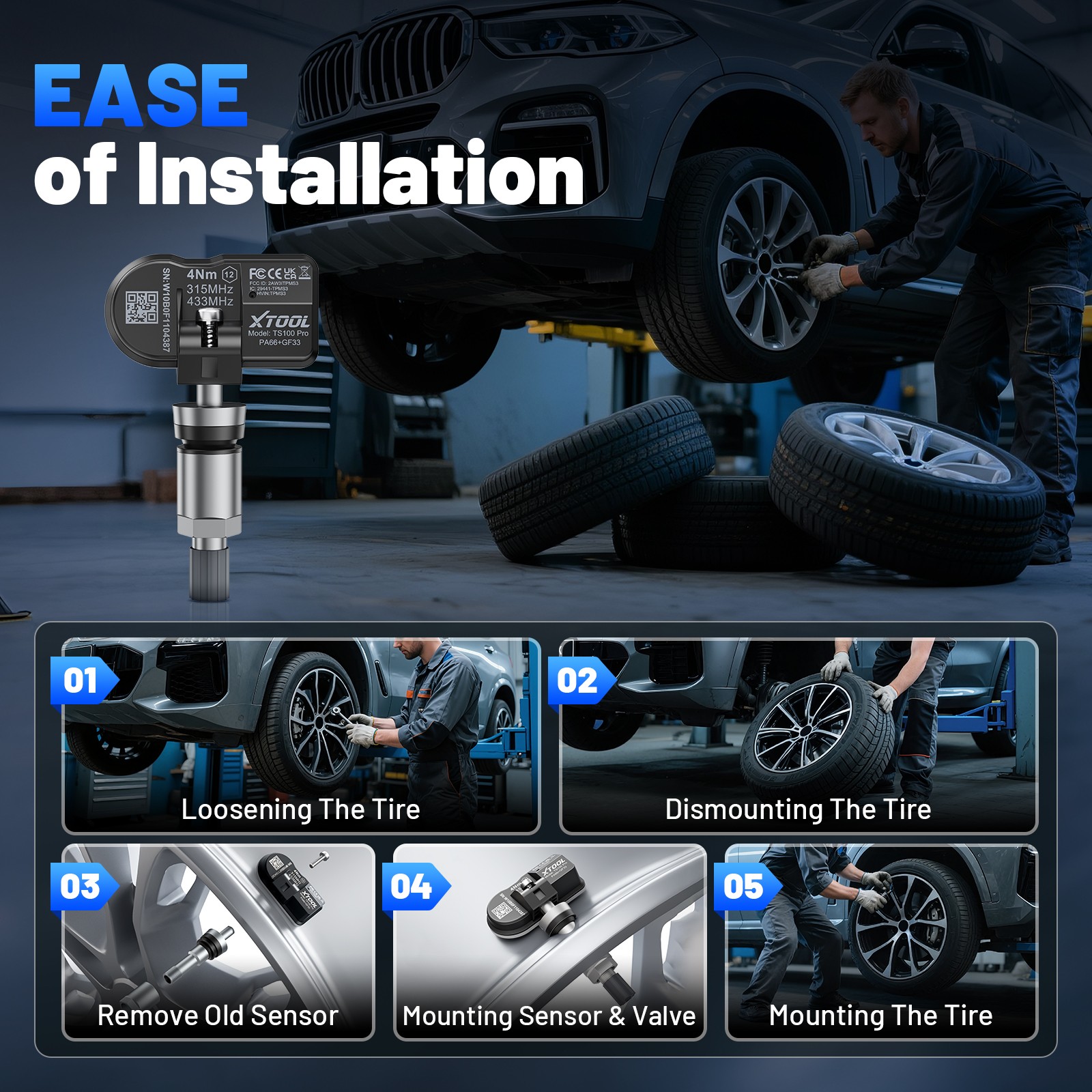 XTOOL TP580 +4PCS TS100 Sensor Programming TPMS Relearn Activate Full Diagnostic