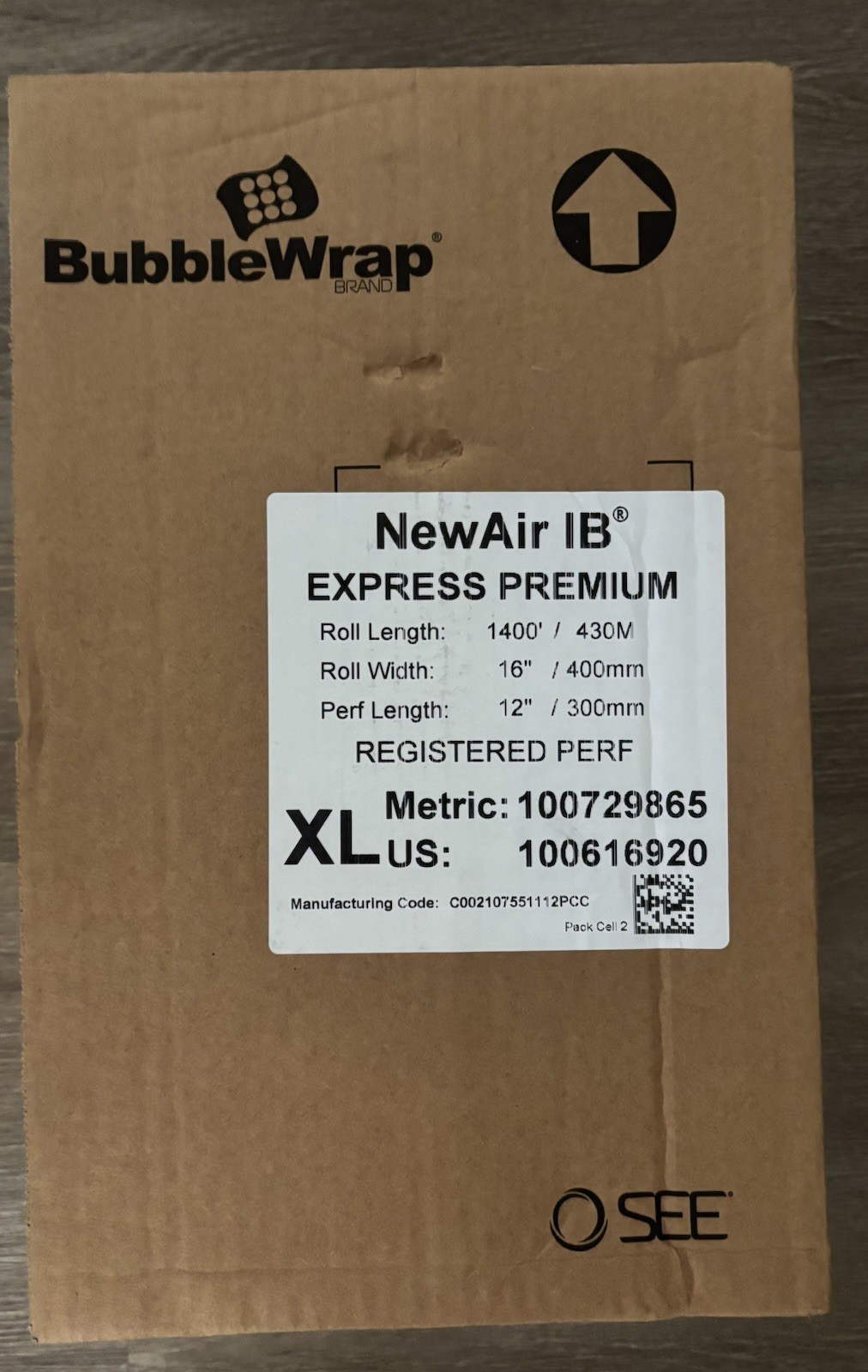 SEALED AIR - NEWAIR I.B. NANO 100616920 Air Pillow Inflated Film,1400 ft. 16x12