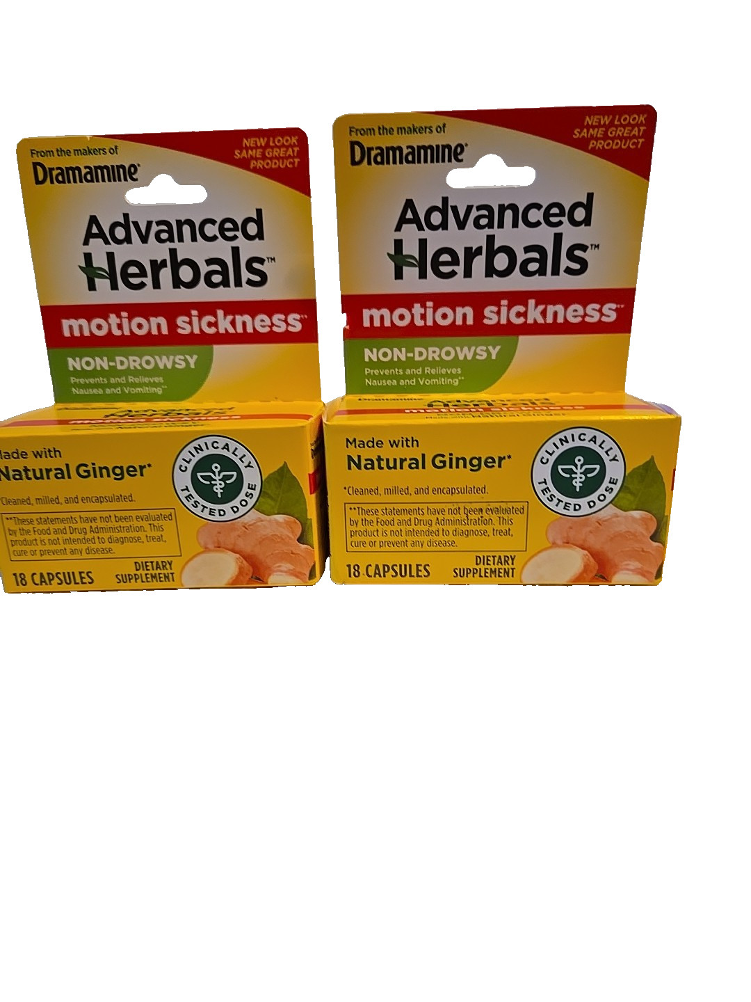 Dramamine Advanced Herbals Non-Drowsy Motion Sickness Relief 18ct EXP 8/26 2PACK