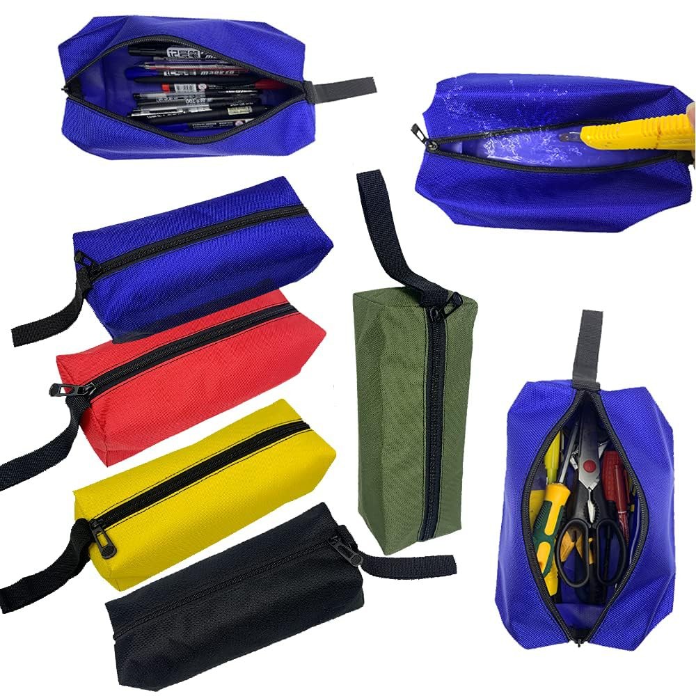 5 Pcs Zipper Utility Waterproof Canvas Tool Organizer Bag Screws Nails Bolts Pou