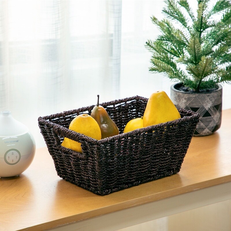 Handwoven Seagrass Decorative Basket Storage Organizer Rectangular Gift Box New