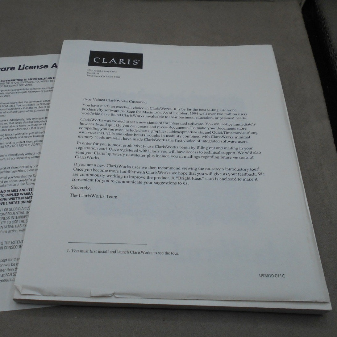 Vintage ClarisWorks User's Guide 1994 Integrated Software for Macintosh
