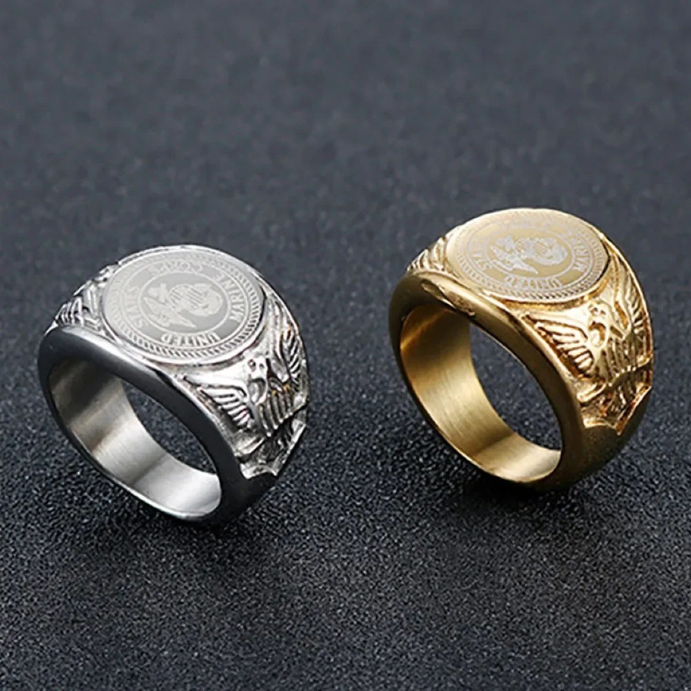Usa Military Ring United States Marine Corps Us Army Men Signet Stainless Steel