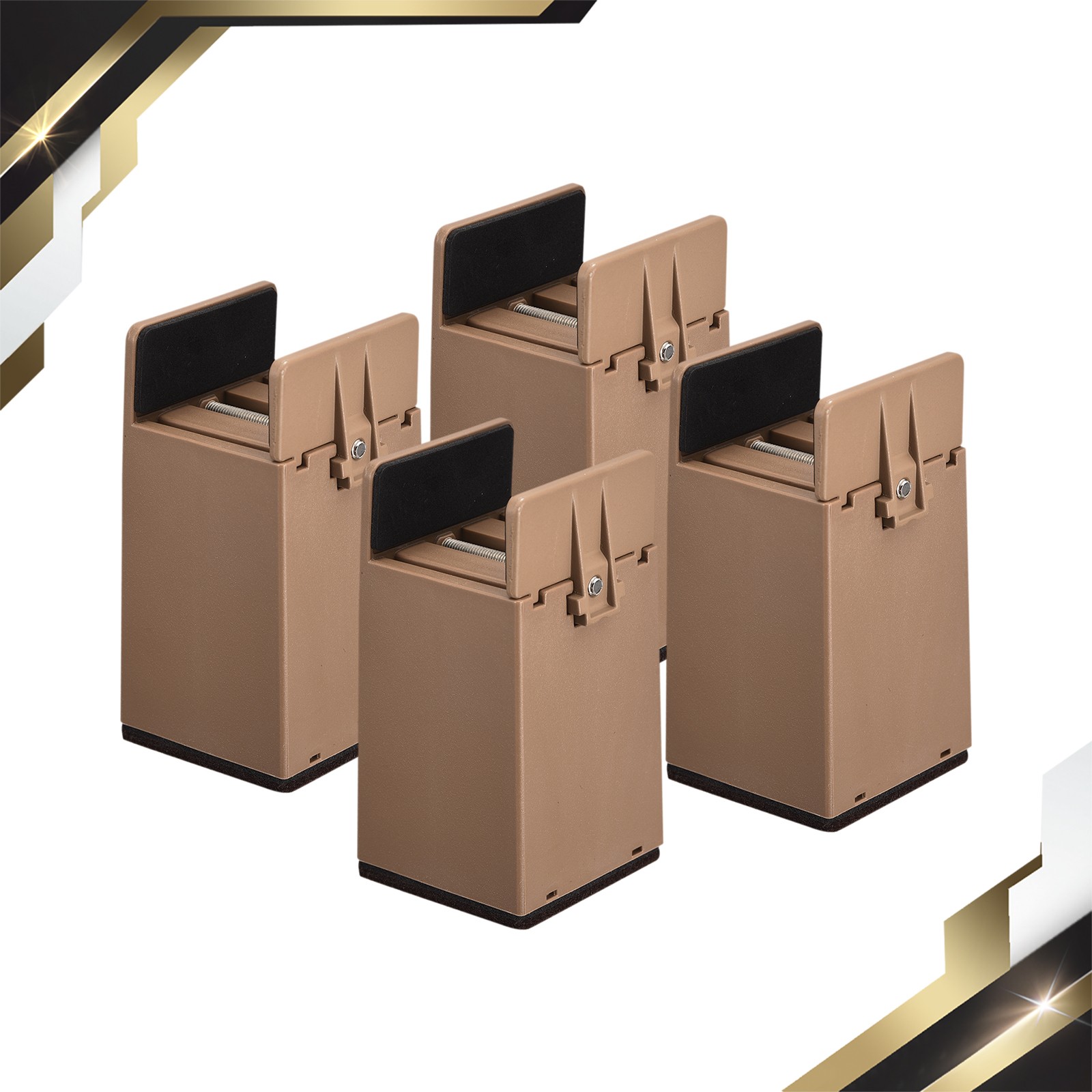 4 Set 4" Bed Risers Furniture Risers for Furniture Thickness 0.39-1.96" Brown