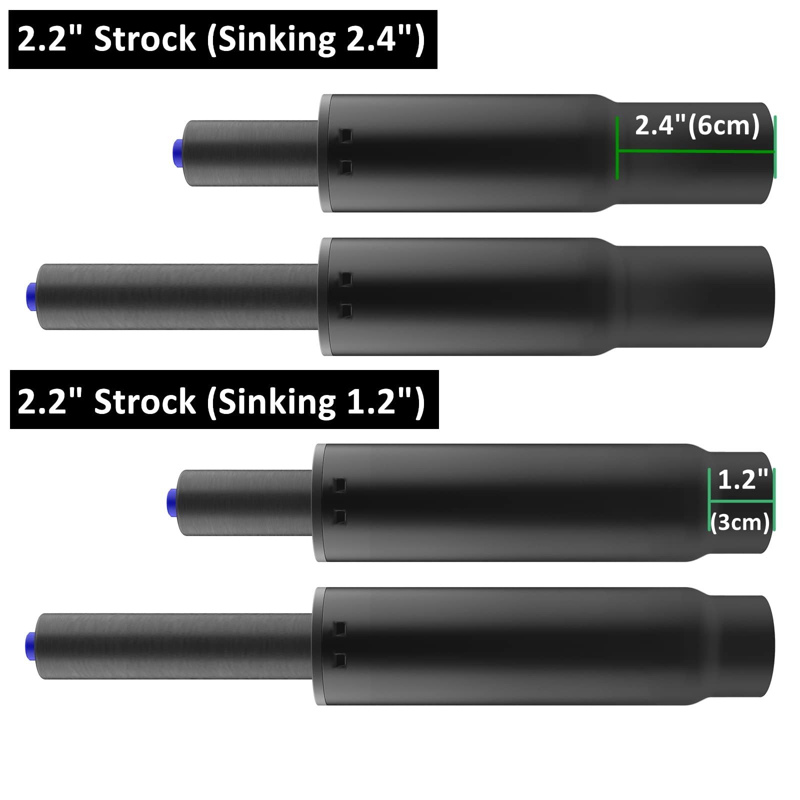 2.2" Stroke Office Chair Gas Lift Cylinder , Heavy Duty 450lbs Shortest Gas S...