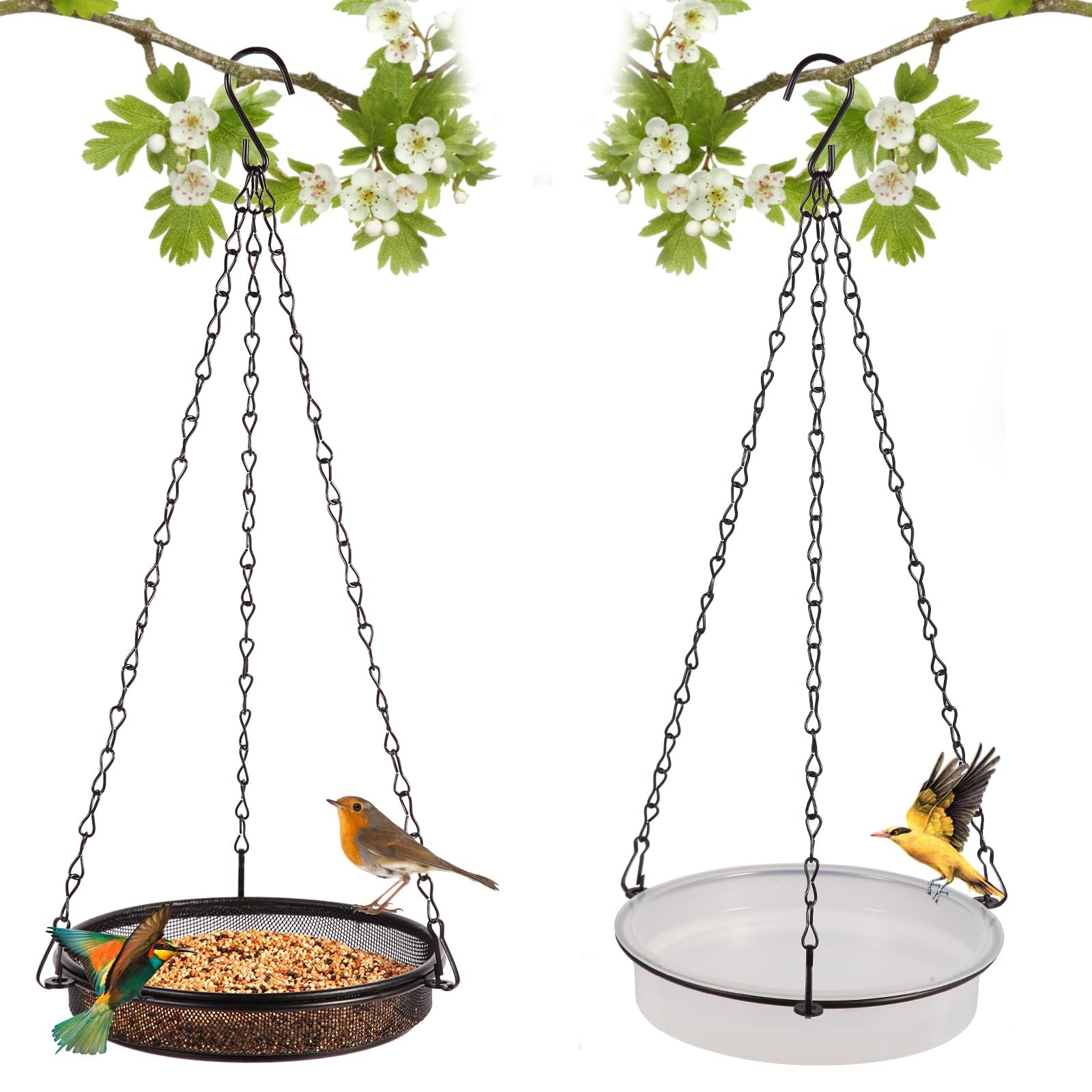 HRAYLTOP 2-in-1 Set Hanging Hight 15.75 Inch-1, Stainless Steel,Transparent