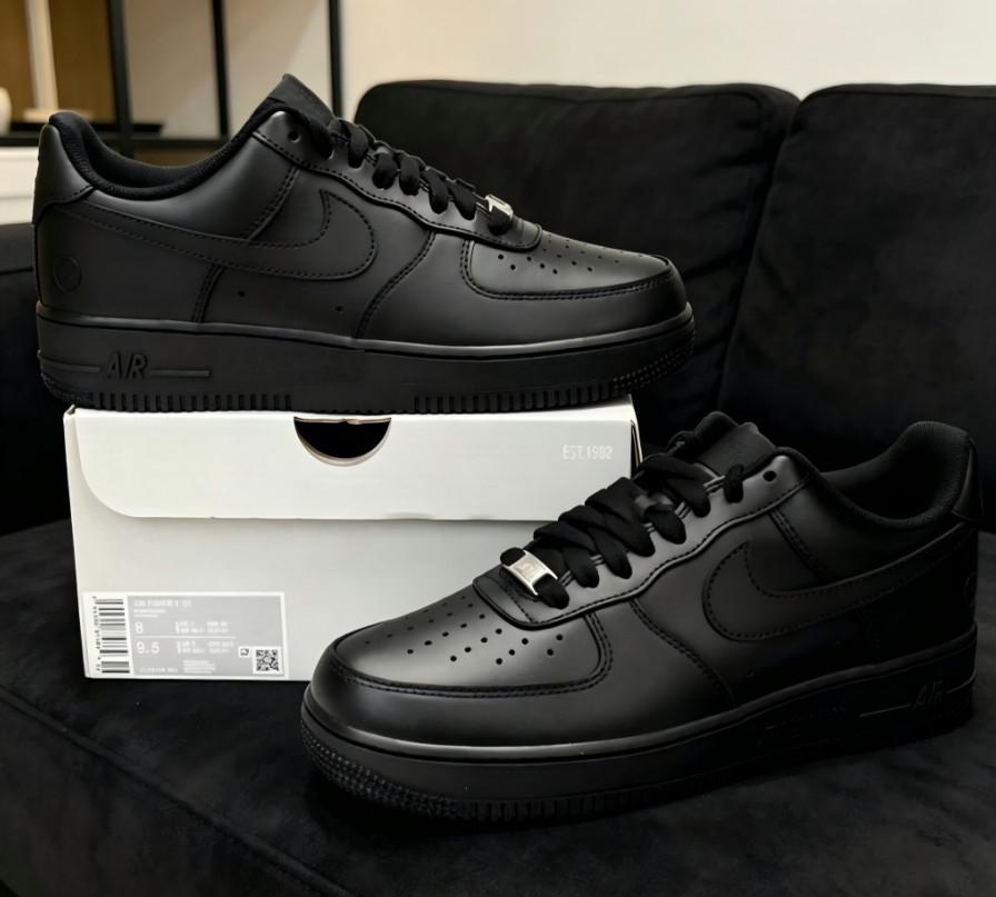Nike Air Force 1 'Triple Black' Low Top AF1 Sneakers All Black Mens US Size 7-11