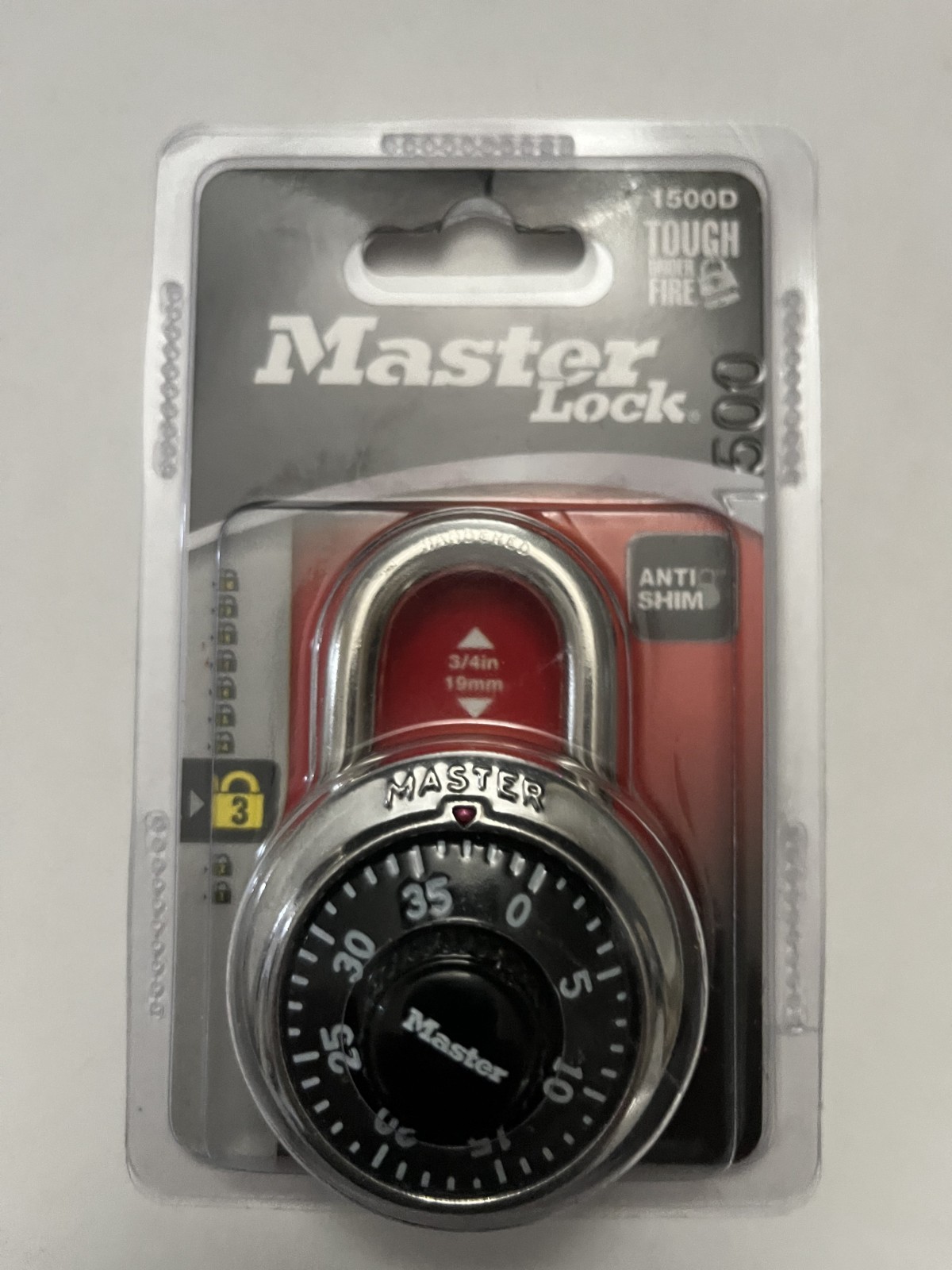 Master Lock 1500D Combination Pad Lock - anti-shim, 7 mm shackle NEW IN PACKAGE