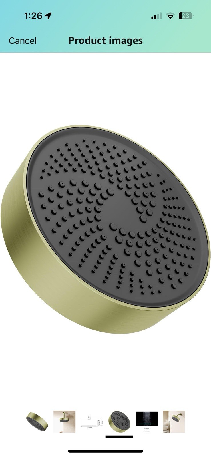 AULEEND 8 Inch 360 Degree Rainfall Showerhead Brushed Gold - New In Open Box