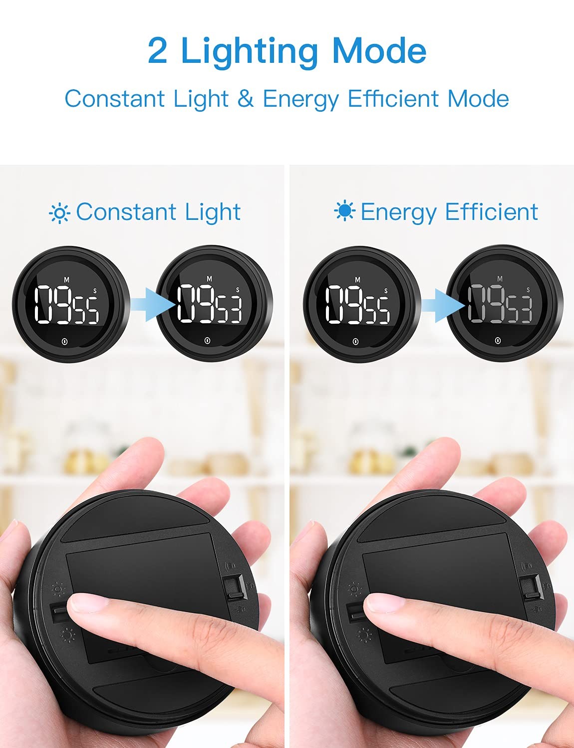Digital Kitchen Timer, Magnetic Countdown Countup Timer with Large LED Displa...