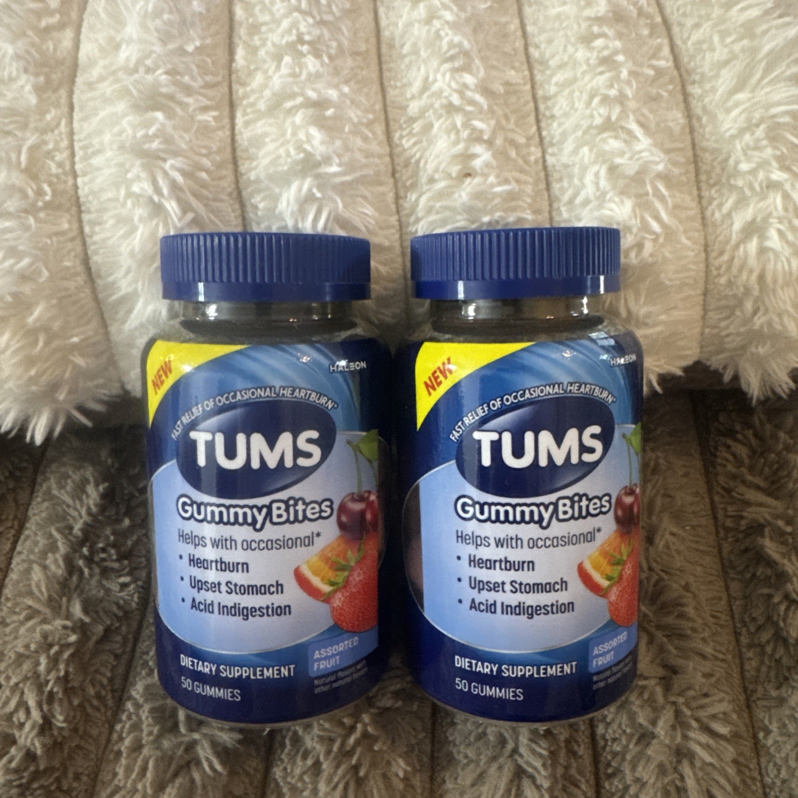 (2) TUMS Gummy Bites Fast Relief Heartburn Gummies Assorted 50 Ct Exp 05/26