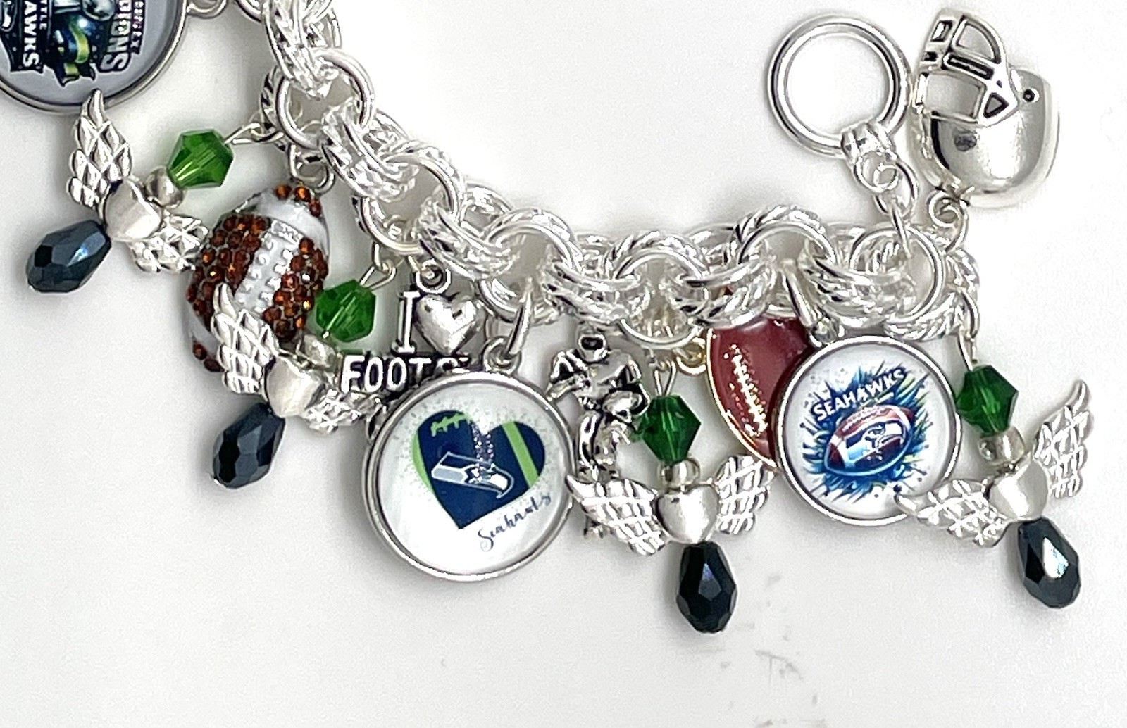 Seattle Seahawks NEW iTEM Premium Custom Made Charm Bracelet. FREE SHIPPING.