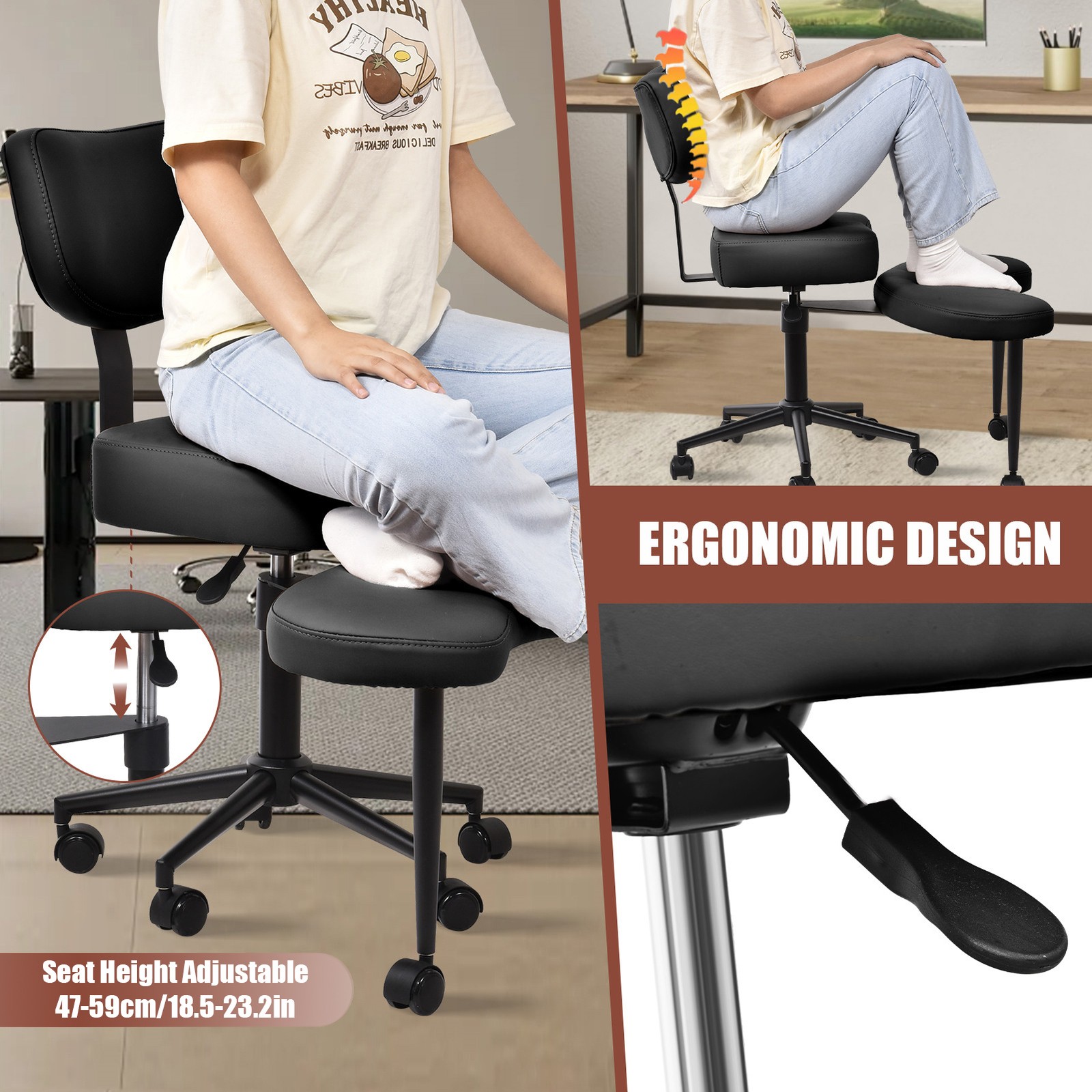 Modern Cross-Legged Swivel Chair Adjustable For Office Meditation ADHD Seat