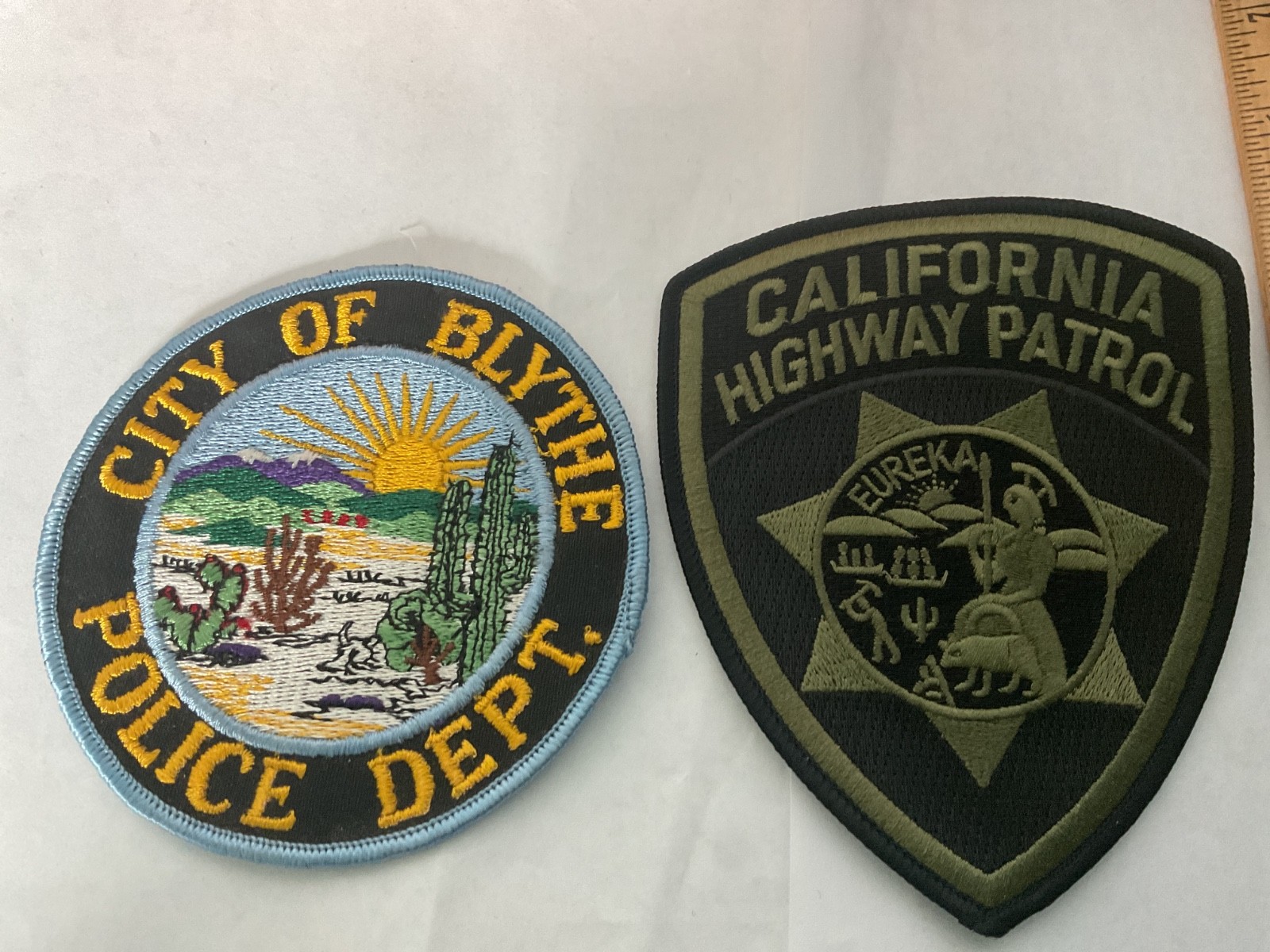 City Of Blythe Police Dept. patch and California Highway Patrol Set new tracking