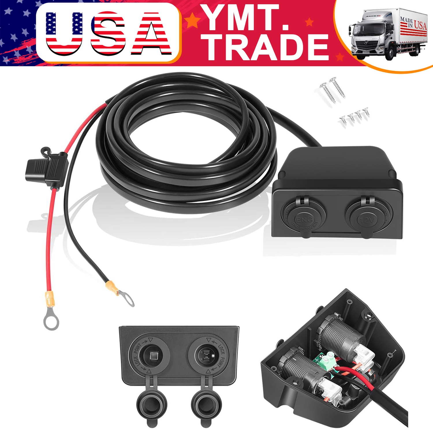 HWK-DC Hardwiring Kit for Dometic -Two Power Outlets w/Standard & Threaded 2-Pin
