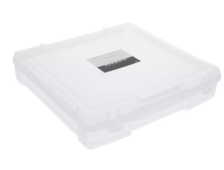 Clear 12x12 Snap-Top Scrapbook Storage Case - Acid-Free Craft Paper Organizer