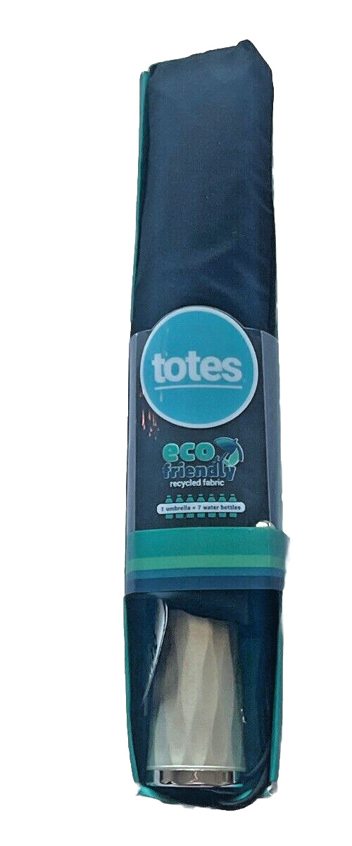 totes Automatic Open Travel Canopy 42" Foldable to 12" Umbrella Black  READ