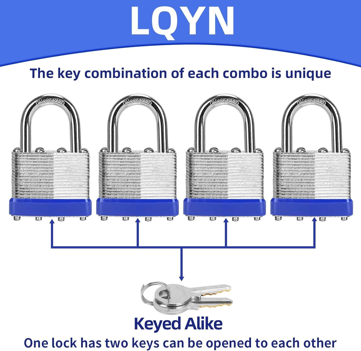 Padlocks with Same Key 6 Pcs Laminated Keyed Padlock 40mm Keyed Alike Set